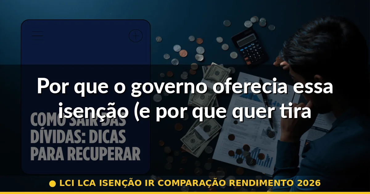 Por que o governo oferecia essa isenção (e por que quer tirar) — lci lca isenção ir comparação rendimento 2026